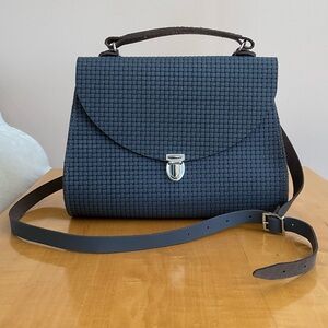 Cambridge Satchel Co Poppy Enigma Lattice Crossbody Leather Satchel Bag